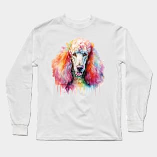 Colorful Poodle Watercolor Art Long Sleeve T-Shirt